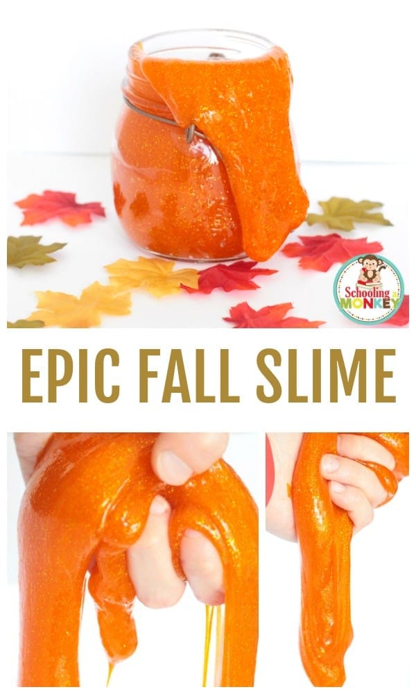 Fall is the season for leaves, pumpkins, and slime? This fall leaf slime captures the feel of fall and makes a wonderful fall STEAM activity for kids!