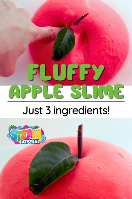 Easiest apple slime recipe ever! Only 3 ingredients needed to make this fluffy apple slime recipe. 