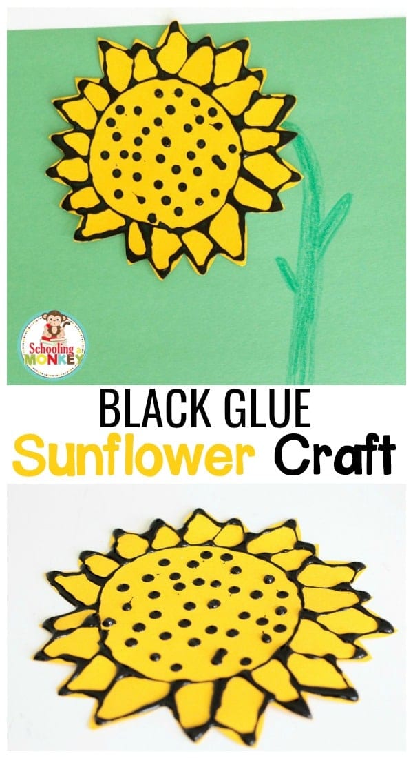 Sunflower lovers will love this super simple black glue sunflower craft. It's the perfect classroom-friendly craft for early fall!