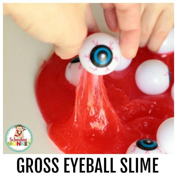 Looking for spooky science? This eyeball slime is the perfect gross science experiment to scare kids and make science the center of Halloween activities.