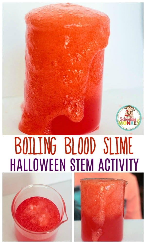 If you love Halloween AND science, you'll love this experiment to make blood boil! This boiling blood slime recipe is the perfect gross Halloween activity!