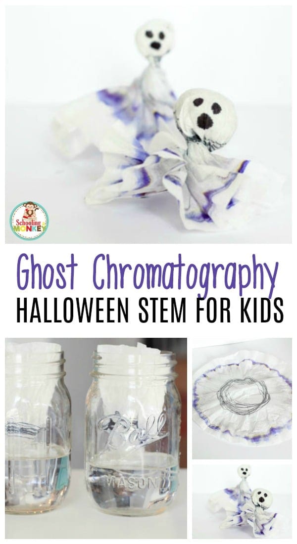 Try this twist on marker chromatography when you make coffee filter ghosts using chromatography! This chromatography experiment for kids is a blast!
