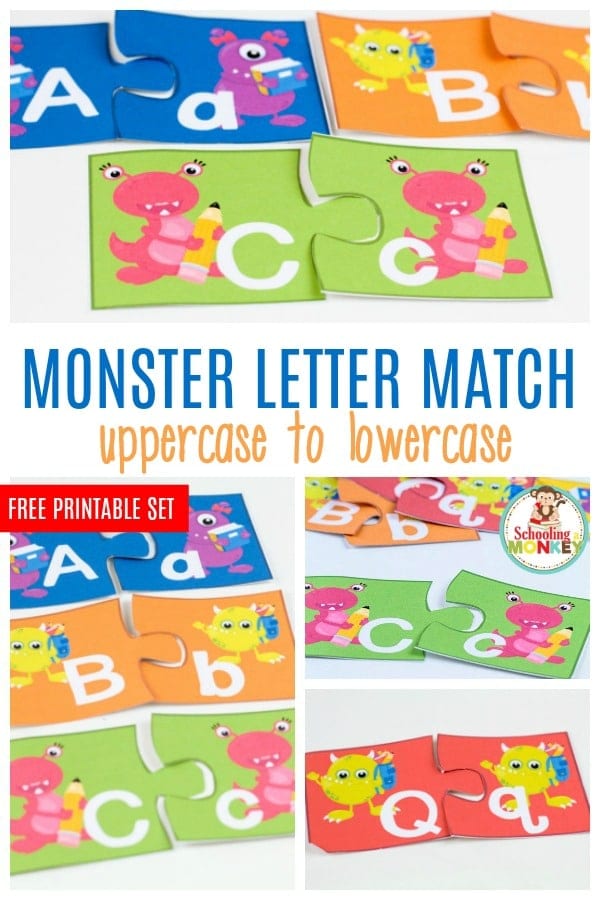 If you love monsters, you'll adore these fun and colorful monster letter match puzzles helping kids match uppercase and lowercase letters. 
