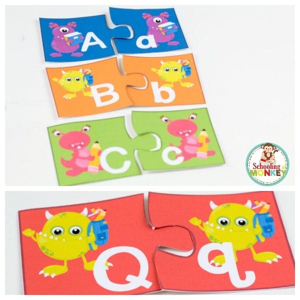 If you love monsters, you'll adore these fun and colorful monster letter match puzzles helping kids match uppercase and lowercase letters. 