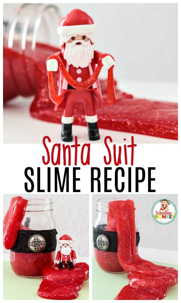 Make Santa come to life in a whole new way with this fun recipe for Santa suit slime! Christmas slime has never been so fun!