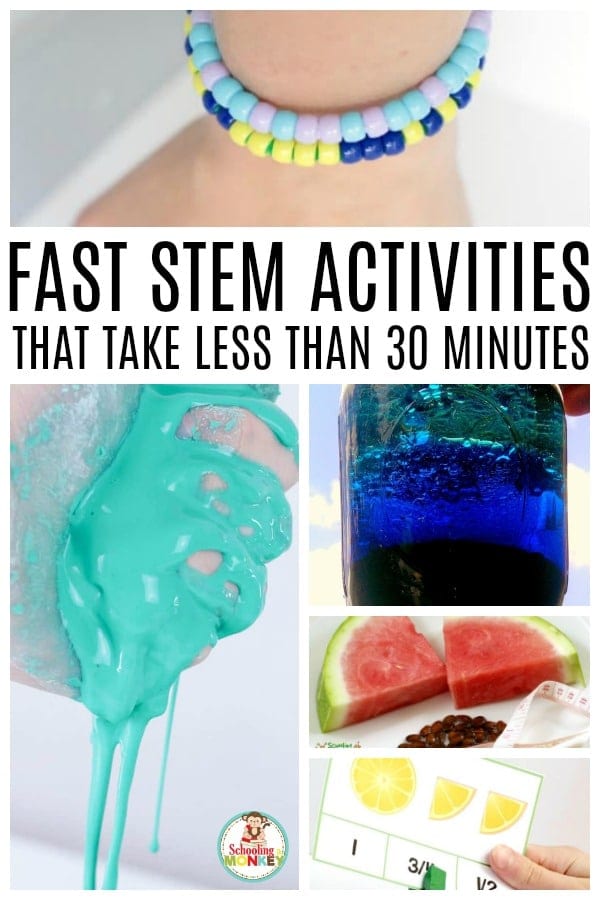 Get ready for the ultimate list of quick STEM activities. These quick STEM challenges for elementary students will help kids learn STEM concepts fast. Quick and easy STEM challenges are the perfect way to help kids learn science, technology, engineering, and math in less than 30 minutes. #stemactivities #stemed #stem #handsonlearning #kidsactivities