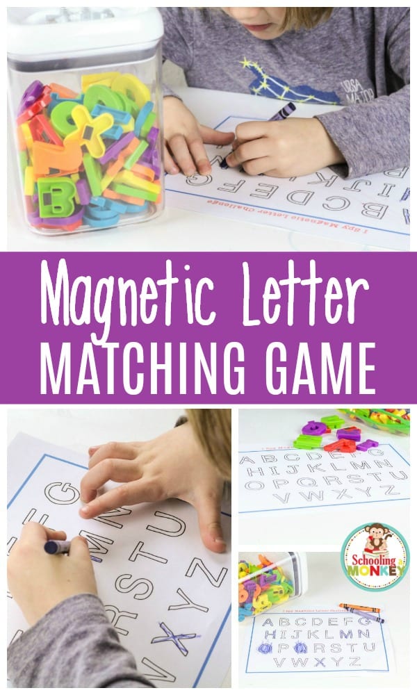 Make learning and recognizing letters fun with this seek and find magnetic letter matching game and printable! Just print and you're ready to play! #letteractivities #kindergarten #literacyactvities #freeprintables