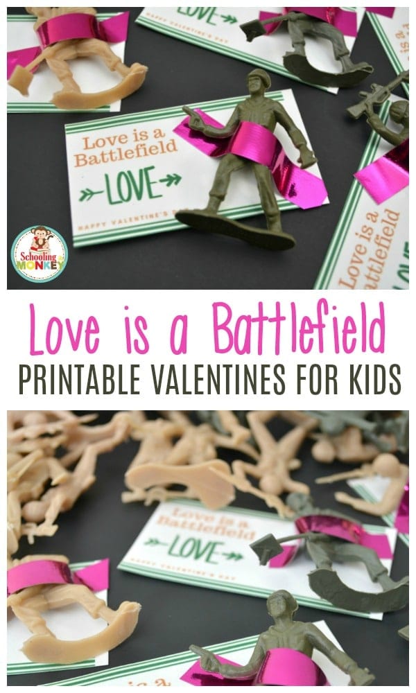 If you need a creative and boy-friendly valentine, these army men printable valentines are the perfect non-candy valentines for your son's classroom! #valentinesday #printablevalentines #valentines #kidsvalentines