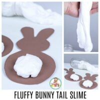Calling all slime fans! This fluffy bunny tail slime recipe is the perfect slime recipe for Easter! The Easter slime is super fluffy and looks just like a bunny tail! Use the printable bunny template to make this slime activity even easier!