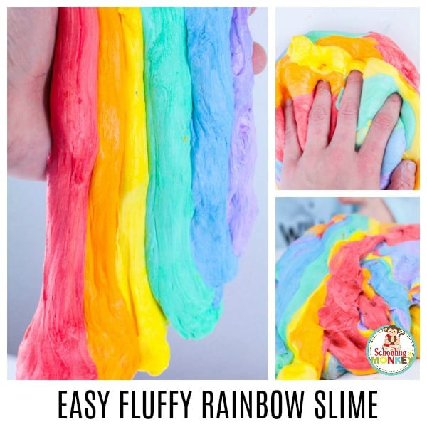 Slime lovers will adore this fluffy version of rainbow slime! This fluffy rainbow slime recipe is super easy to make and it's less messy than many other slime recipes out there. Rainbow slime that is fluffy is fun and you'll learn how to make fluffy rainbow slime in no time!