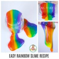 Love rainbows? Love glitter? Combine your loves in this beautiful glitter rainbow slime recipe! It's the perfect slime recipe for St. Patrick's Day or any time you need a burst of rainbow color in your classroom or home!