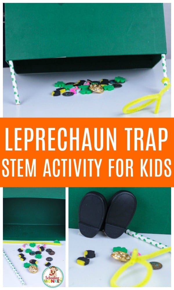 Build STEM skills in a fun way! The leprechaun trap STEM activity is a fun STEM activity for St. Patrick's Day that kids of all ages will love. Try the leprechaun trap challenge in your classroom or at home! #stemactivities #stpatricksday #kidsactivities #stem