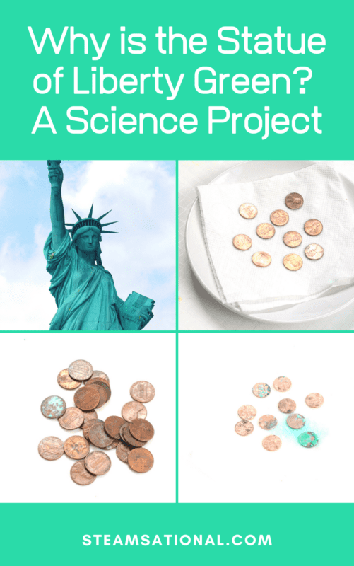 I love science experiments for kids that are easy but have impressive results like this how to turn a penny green science project, plus kids get to learn why pennies turn green at the same time!