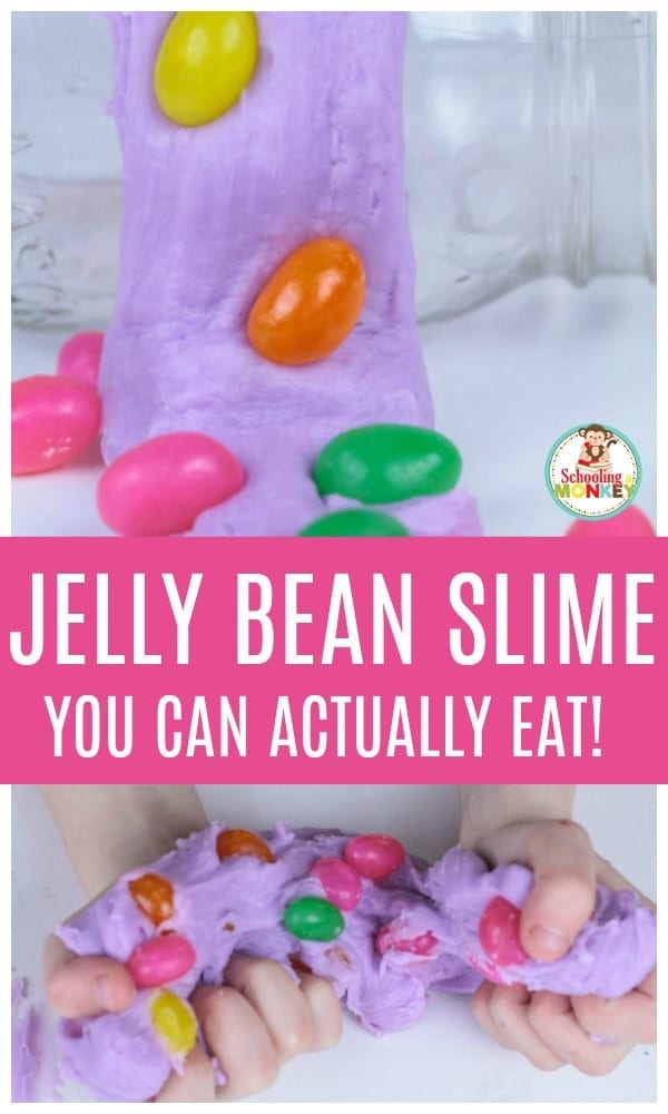 Do you love slime? Want to know how to make edible slime? This edible jellybean slime recipe is the perfect edible slime recipe for Easter! You don't have to be a slime expert to make this tasty borax-free slime for Easter! The perfect Easter slime recipe! #slime #slimerecipe #easteractivities #easter