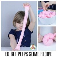 Love Peeps? Love slime? Make this edible Peeps slime recipe for Easter! This recipe for Peeps slime is the perfect Easter slime recipe and makes the perfect edible slime recipe that is a borax free slime and safe for all ages!