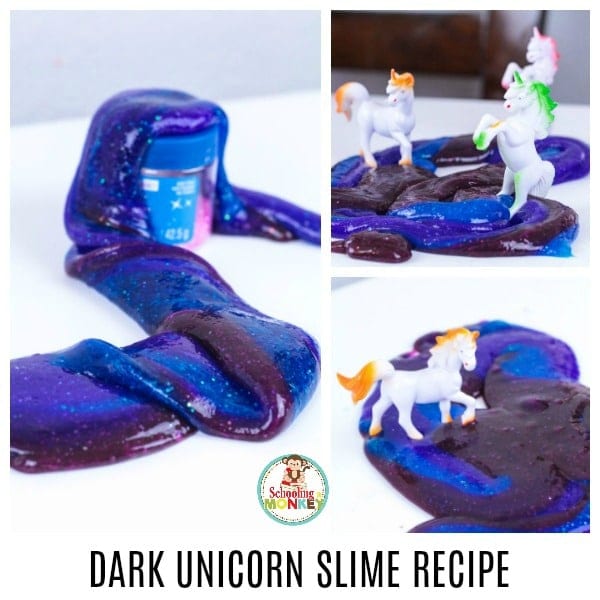 You've heard of unicorn slime, now try dark unicorn slime! This slime recipe is inspired by Princess Luna from My Little Pony and would make a fun birthday party favor for any My Little Pony birthday party! Princess Luna slime is fun to make and play with and uses an easy slime recipe. 