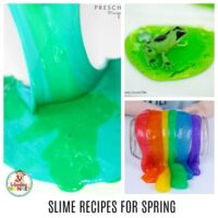 Make slime seasonal with these fun spring slime recipes! Slime for spring will help explore fun spring themes using slime! Learn with slime and have a blast with these slime recipes for spring! Kids have never had this much fun with slime before. Make slime educational!