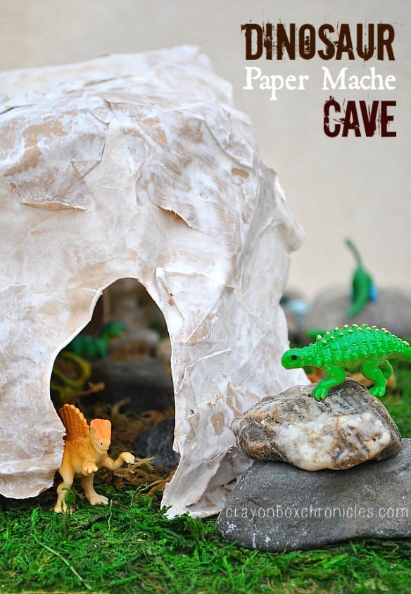 dinosaur pplay paper mache cave