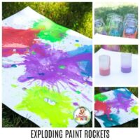 Take your STEM activities outdoors when you make these exploding paint rockets. These exploding paint bombs are filled with colorful learning fun! Exploding paint projects are the perfect summer STEAM challenge for kids to try. Kids will love how exciting it is to make their very own exploding paint film canister rockets! #stemed #stem #steamprojects #stemactivities #STEAM #kidsactivities #summerlearning #summerfun #scienceexperiments
