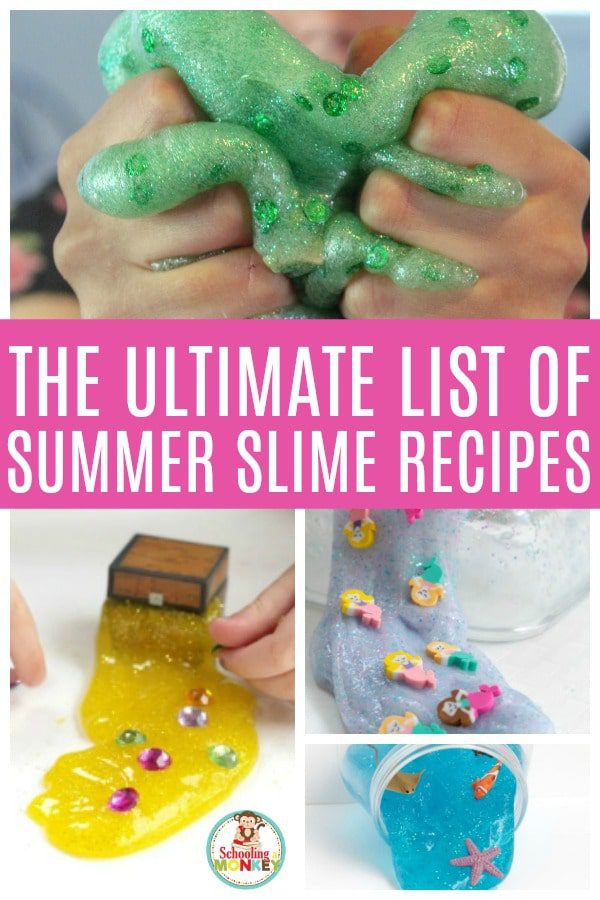 Make your summer slime filled with these amazing summer slime recipes! Learn how to make foolproof slime with these satisfying slime recipes for summer. Make slime with liquid laundry starch, slime with contact solution, and slime with borax in these slime recipes perfect for summer! #slimerecipes #slime #slimer #summerfun #summeractivities #screenfreeactivities