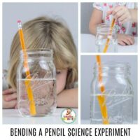The pencil in water experiment is so much fun for kids! Learn about light refraction science all in a jar! #stemed #jarringscience #handsonlearning #steamactivities #scienceexperiments