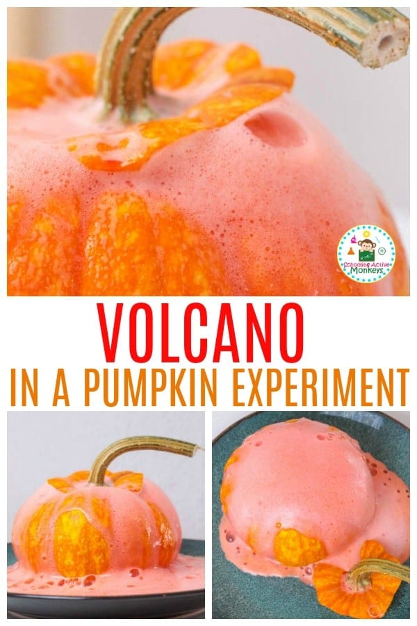 How to make a volcano inside of a pumpkin! Turn the classic baking soda and vinegar experiment on its head with this fall-themed pumpkin volcano!