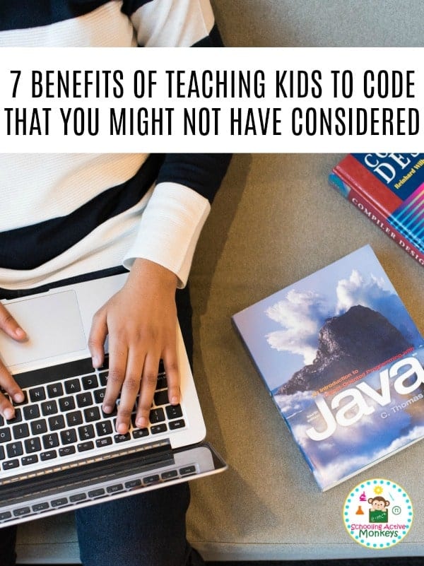 Why should kids learn to code? These 7 benefits of coding for kids might surprise you! Teaching kids how to code is a skill that has far-reaching benefits beyond basic computer skills. #technology #technologyactivities #coding #code #stemed #stemactivities