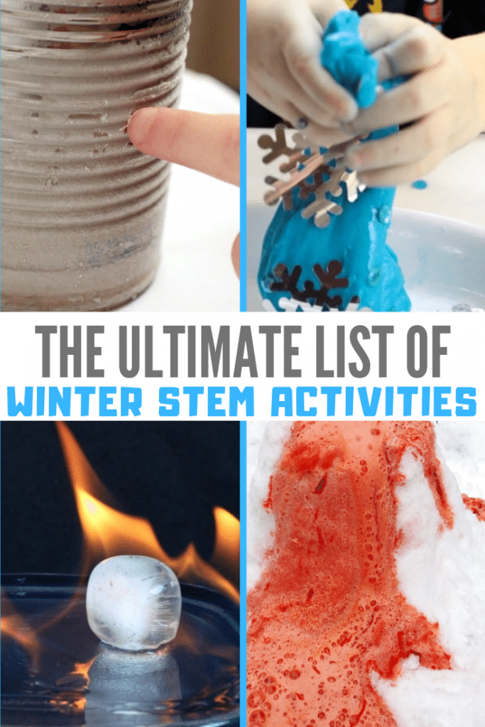 50+ cold and icy winter STEM activities for kids! Easy winter STEM challenges perfect for kids from preschool through middle school! 
