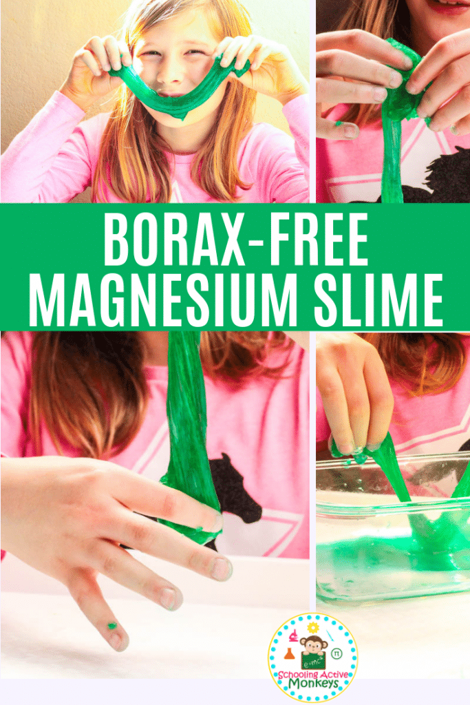What is the best slime recipe without contact solution? It is this magnesium flake slime recipe! It acts like classic borax slime, but it doesn’t contain any borax! slimerecipe #slime #scienceexperiments #scienceforkids #stemed #stemactivities