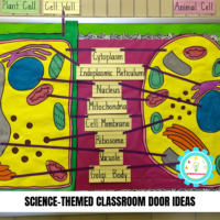 Get inspired for the new school year with these clever classroom door ideas for elementary and middle school. #classroomdecorating #classroomideas #scienceclass #stemed #stemactivities #teaching #teachingideas