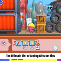 Collage of coding toys for kids that says 