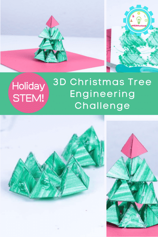 Love Christmas and STEAM? Then you'll love this surprisingly challenging 3D Christmas tree engineering challenge building a 3D paper tree!