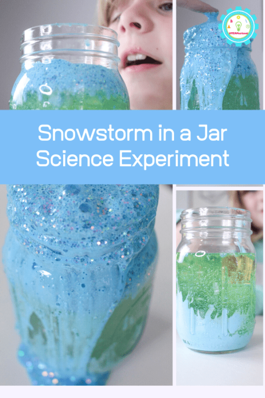 Snowstorm in a jar lesson plan with worksheets! The snow storm in a jar experiment can be scaled for preschool, elementary, or middle school!