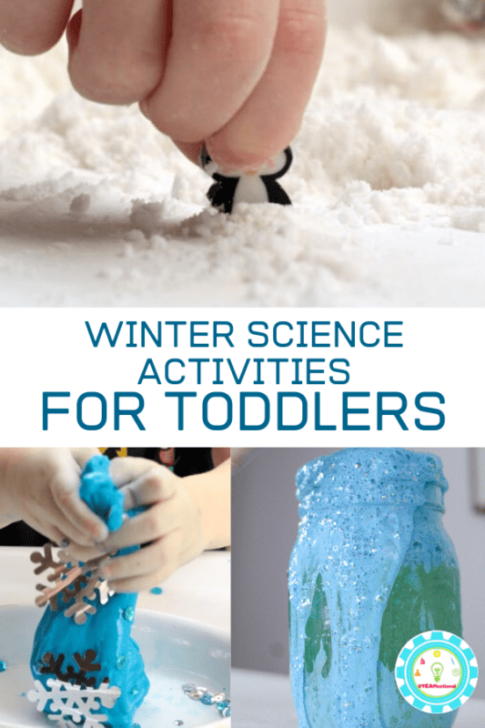 Can toddlers do science? These winter science experiments for toddlers are the perfect introduction to toddler science activities! #toddleractivities #stemed #stemactivities #scienceexperiments