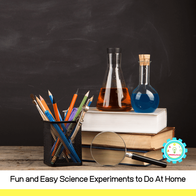 These fun science experiments for kids at home don't require any weird supplies and you can do the at home science experiments with things you already have!