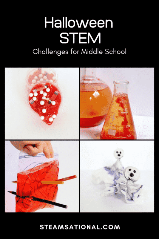 Halloween STEM activities for middle school keep kids learning. These middle school Halloween STEM challenges are a fun way to mix science with spook.