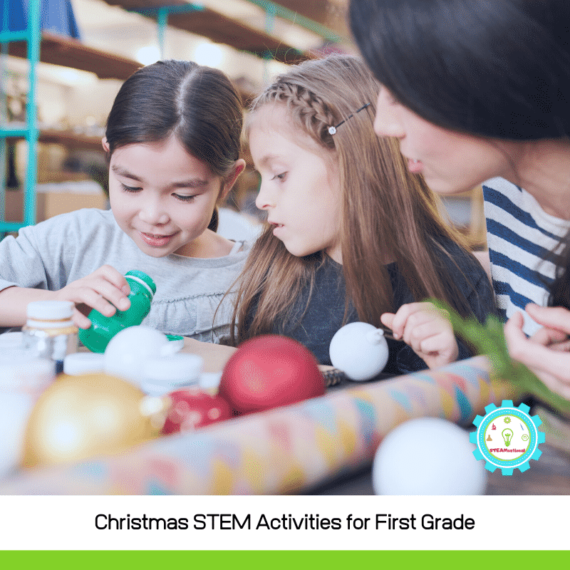 For first grade teachers and parents, it doen't get more fun than these low-prep Christmas STEM activities for first grade!