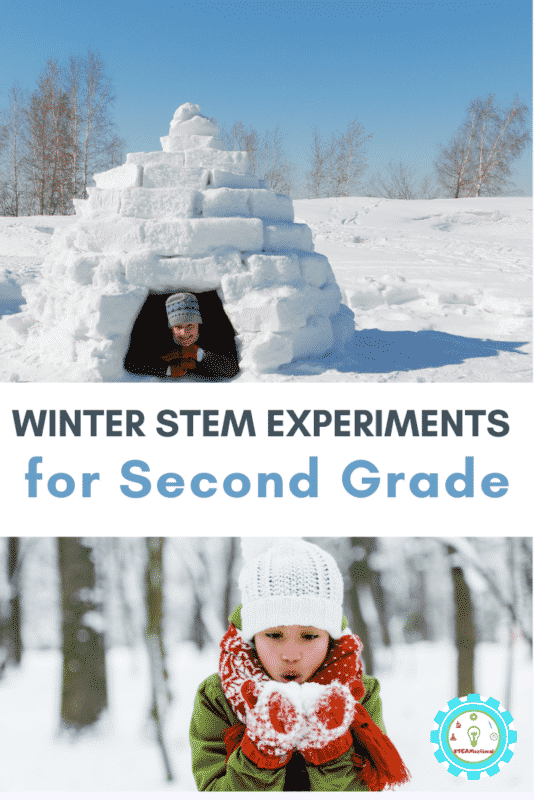 Try these winter stem activities for 2nd grade with your second grade classroom, after-school STEM class, homeschool group, or just for fun at home with your 7-9 year olds! It gives a fun wintery twist to basic STEM activities for kids.