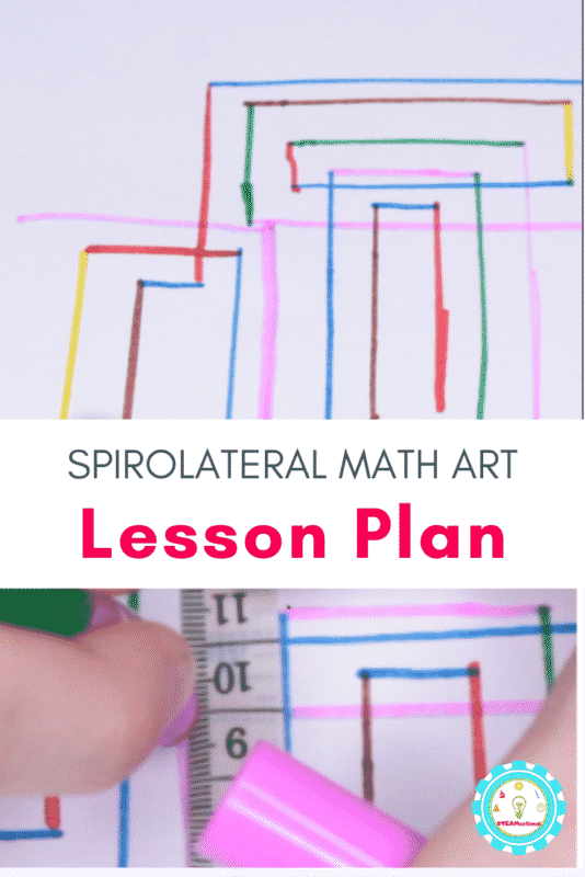 This spirolateral math art STEAM activity is a fun way to bring art and math together! Hands on math STEAM activities are tons of fun!