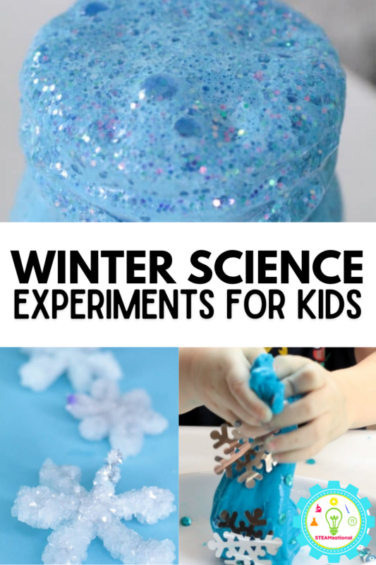 hese winter science activities are perfect for kids in preschool, elementary, and middle school Click on each of the links below to get the directions for that activity. 