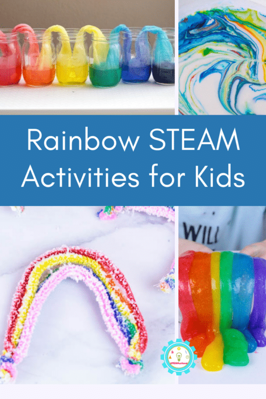 Rainbow STEM activities are the perfect way to bring a bit of color into the STEM classroom and a welcome addition to creative STEM activities.  Try these rainbow STEM challenges with your classroom or kids at home this year!