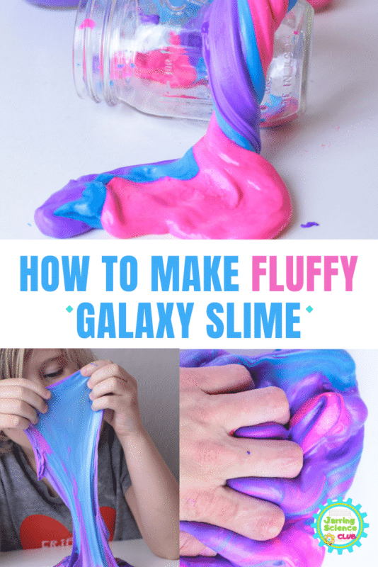 Want to know how to make fluffy galaxy slime? This one is a must try!  Kids will love stretching and squishing this fluffy slime. Low-mess and super satisfying. 