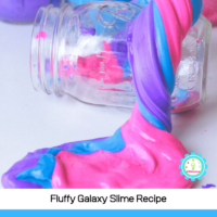 The best fluffy galaxy slime for slime lovers. 3 ingredients and easy enough for kids to make alone! Super satisfying and stretchy!