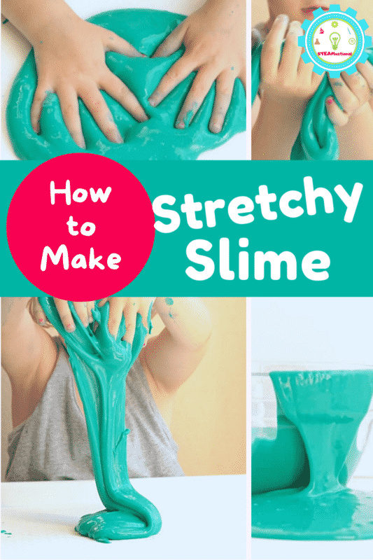 This DIY super stretchy slime recipe is the most stretchy slime with only 3 ingredients! Glue, laundry starch, and lotion are all you need!