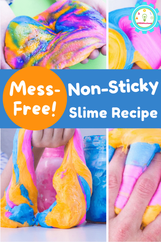 The only non-sticky slime recipe that works. Just 3 ingredients and you'll have mess-free slime in under 5 minutes!