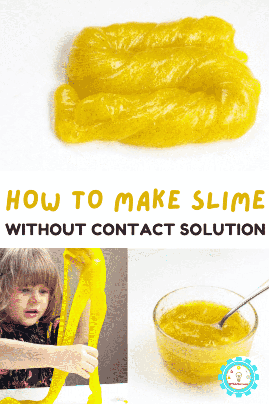 If you're looking for a slime recipe without contact solution, you've come to the right place! This safe slime recipe without contact solution uses laundry starch instead of contact solution as the slime activator. 