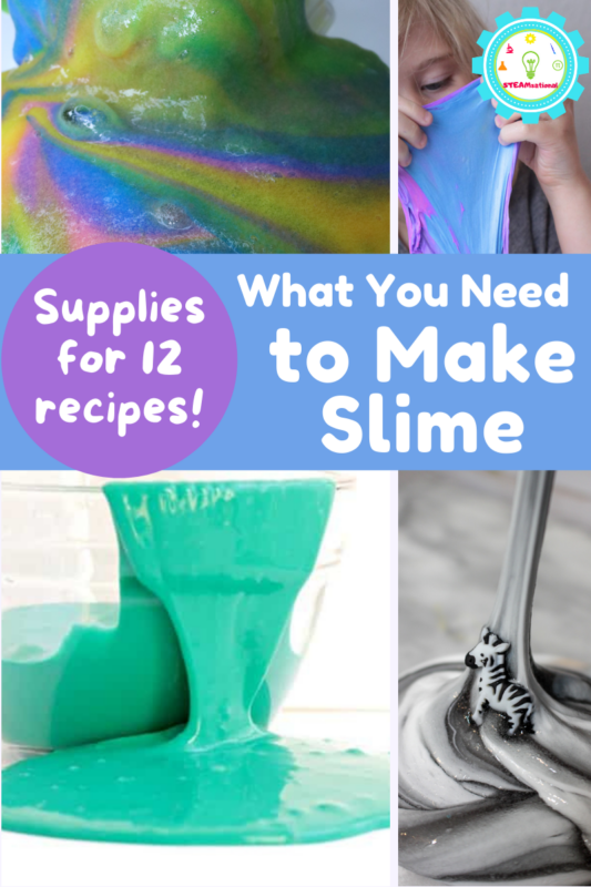Each slime requires special ingredients to make it properly. Shop what you need for each slime recipe below, then you can click on the recipe link so you can make that type of slime!