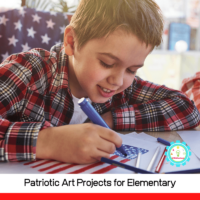 11+ patriotic art projects for elementary students! Easy art themes including paper crafts, painting, process art, and more!