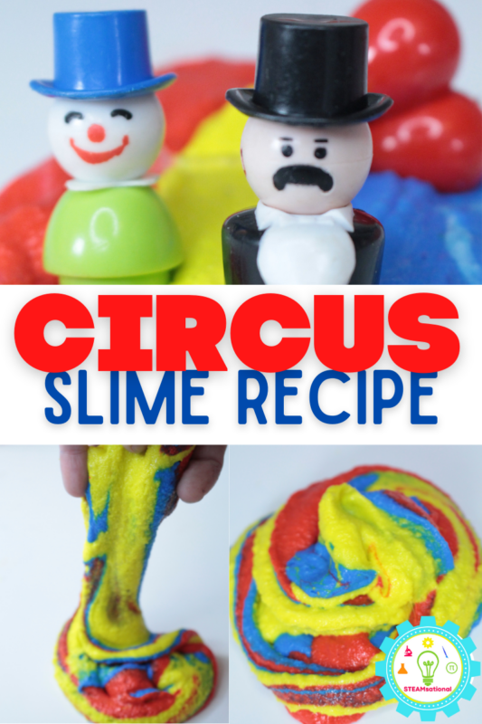 Check out this slime recipe to learn how to make your own circus slime recipe!