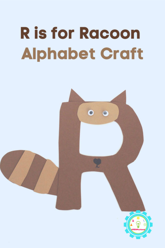 lphabet crafts because it features a fun and cheeky racoon as part of the letter R. The R is for racoon alphabet craft is a fun way to transform a boring letter into an exciting animal. 